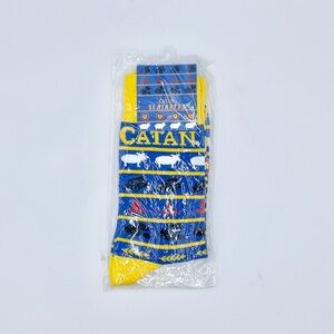 NEW Catan Seafarers Socks Blue Yellow Patterned Adult Unisex OS (size 6-12)